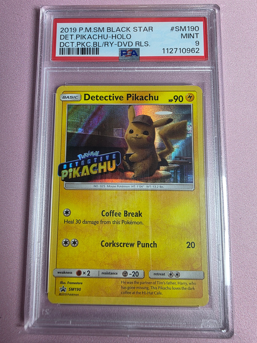 2019 Pokemon Detective Pikachu Black Star Holo Stamped Promo #SM190 - PSA 9