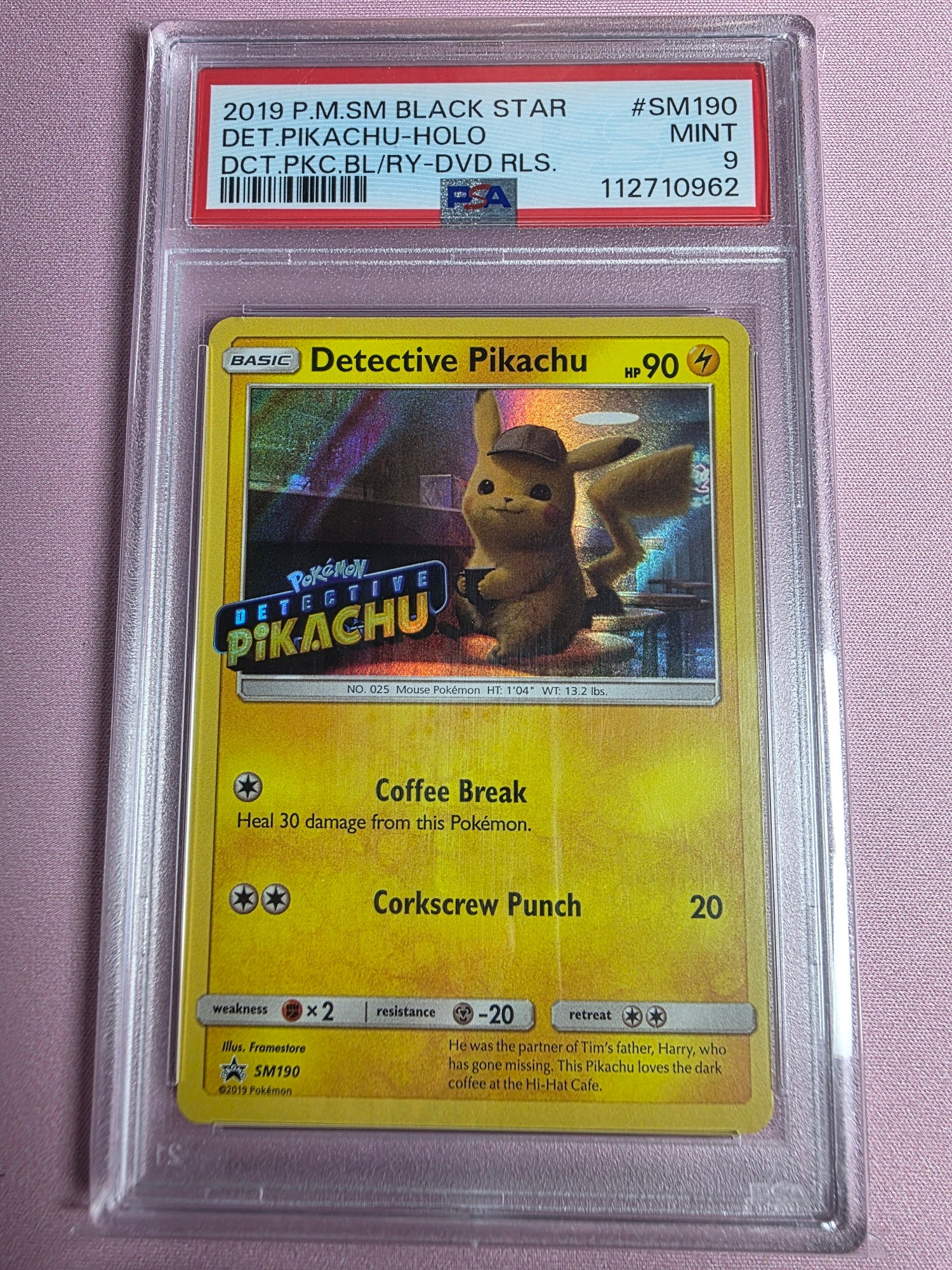 2019 Pokemon Detective Pikachu Black Star Holo Stamped Promo #SM190 - PSA 9